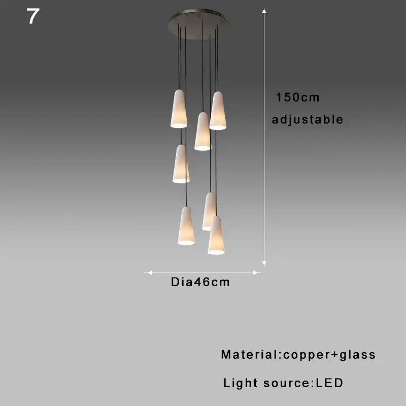 Modern elegant white glass cup chandelier living room pendant light