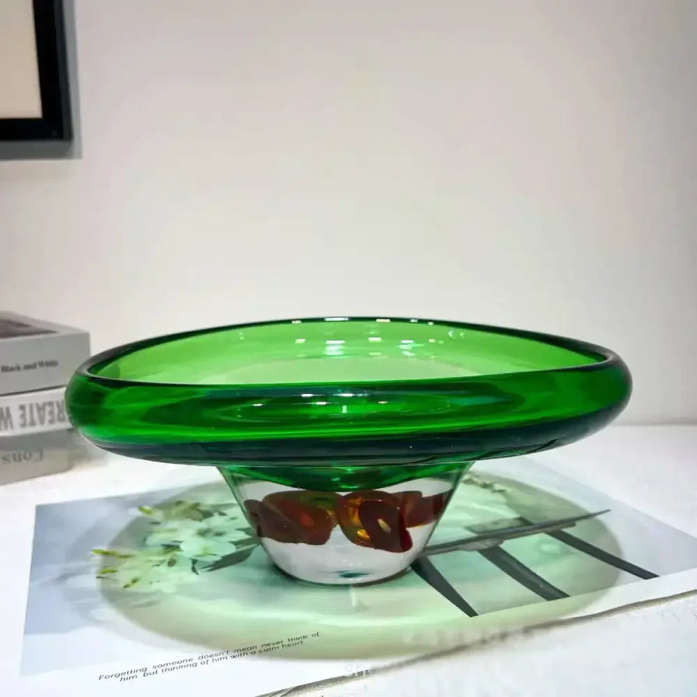 Modern emerald clear fruit tray vase living room glass decor