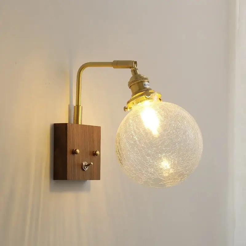 Modern etched glass copper led wall lights bedroom sconce