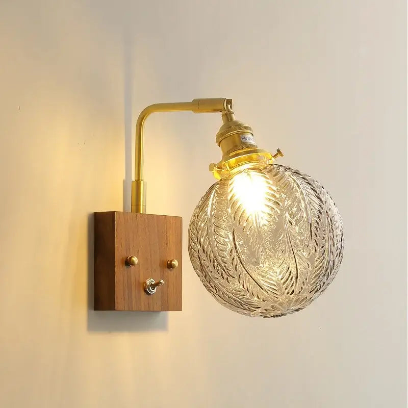 Modern etched glass copper led wall lights bedroom sconce