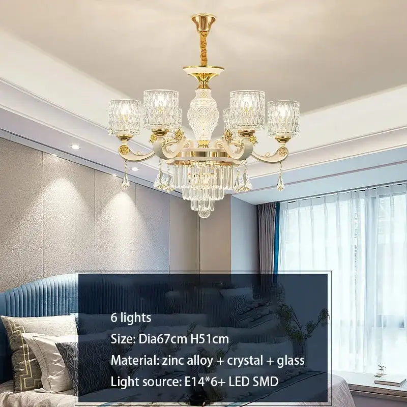Modern european gold crystal ceiling chandelier living room
