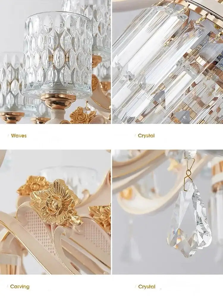 Modern european gold crystal ceiling chandelier living room