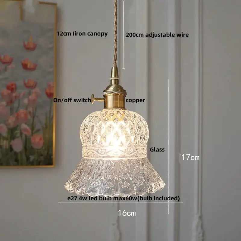 Modern faceted clear glass pendant lamp kitchen knob switch