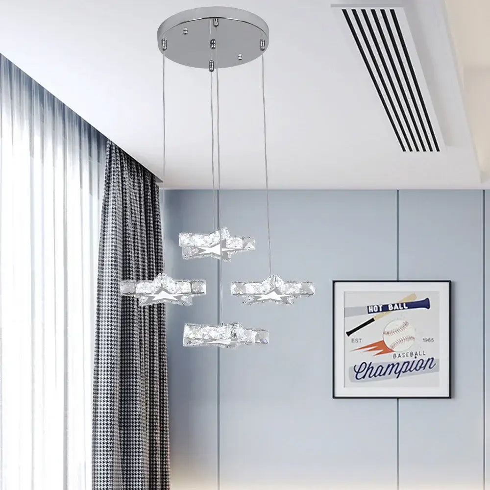 Modern faceted crystal stars led pendant – dining room light