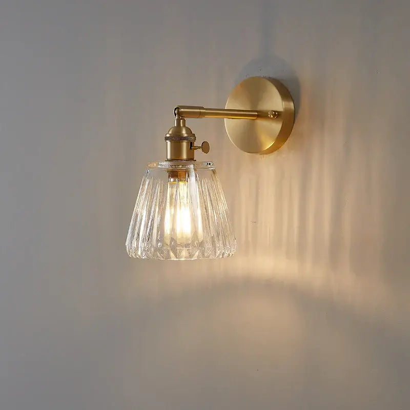 Modern faceted glass copper wall lights bedroom sconce