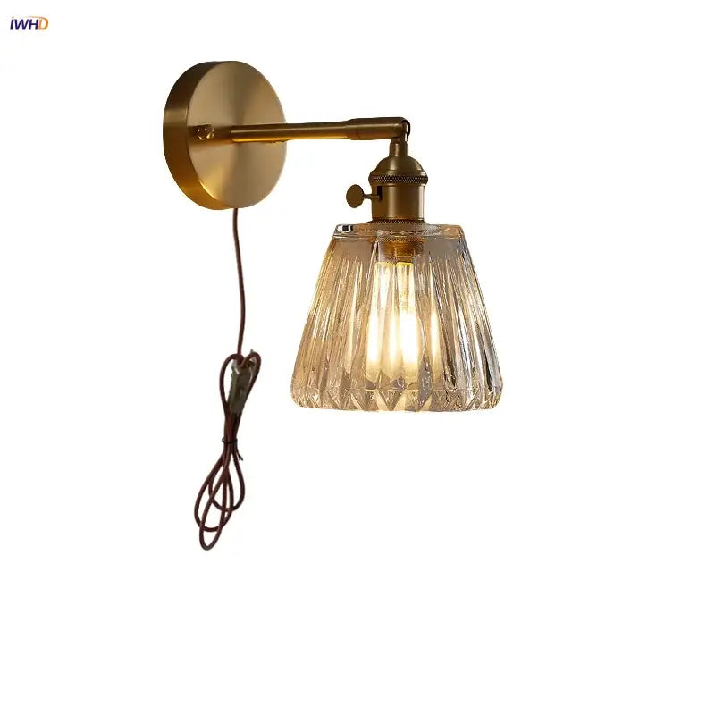 Modern faceted glass copper wall lights bedroom sconce