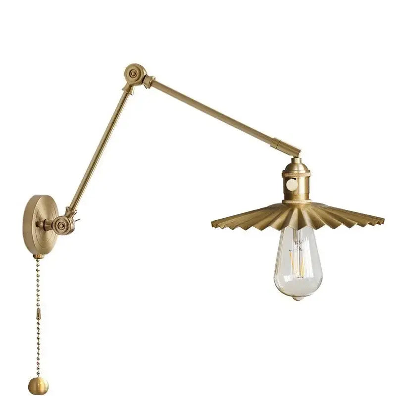Modern fluted brass adjustable copper wall sconce bedroom light