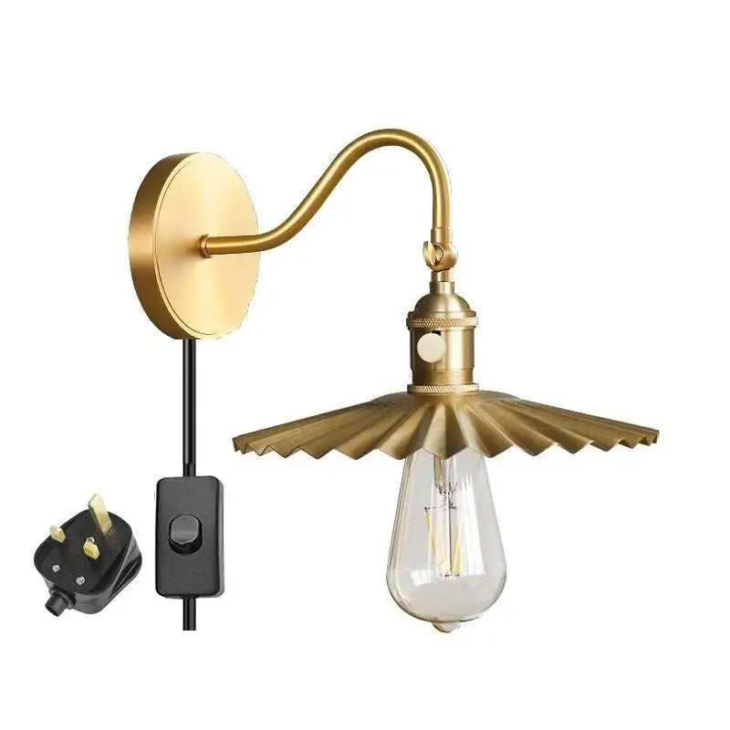 Modern fluted brass adjustable copper wall sconce bedroom light
