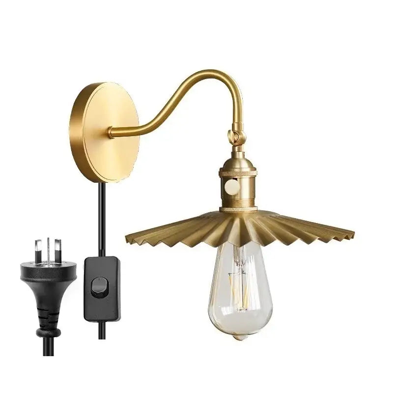 Modern fluted brass adjustable copper wall sconce bedroom light