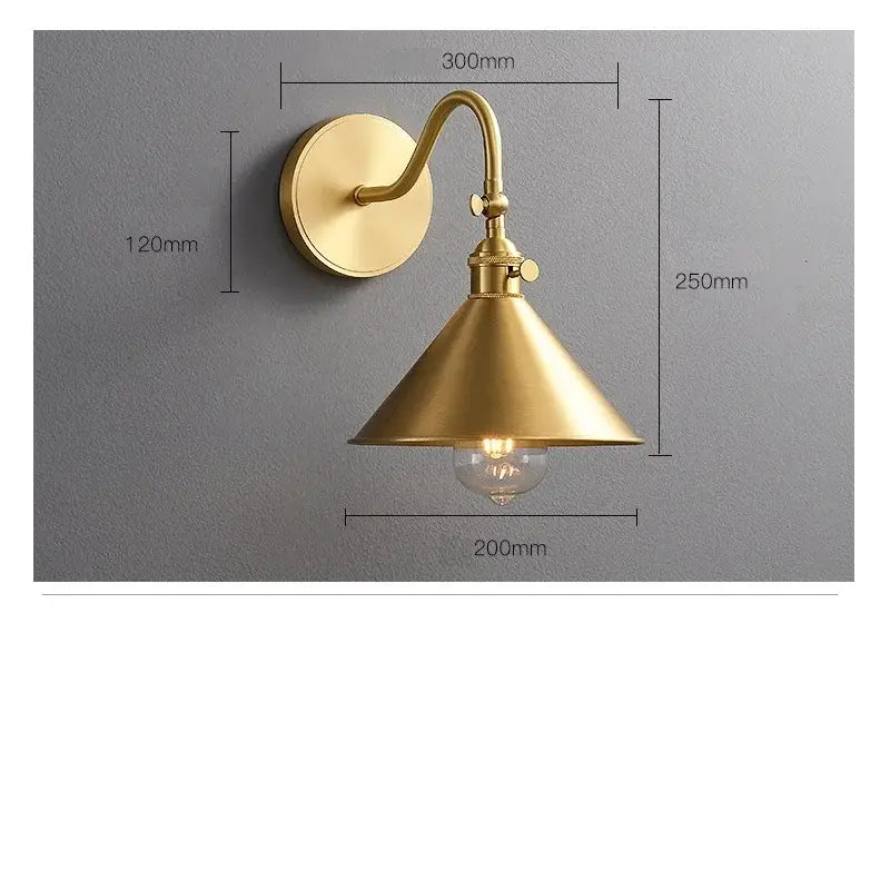 Modern fluted brass adjustable copper wall sconce bedroom light