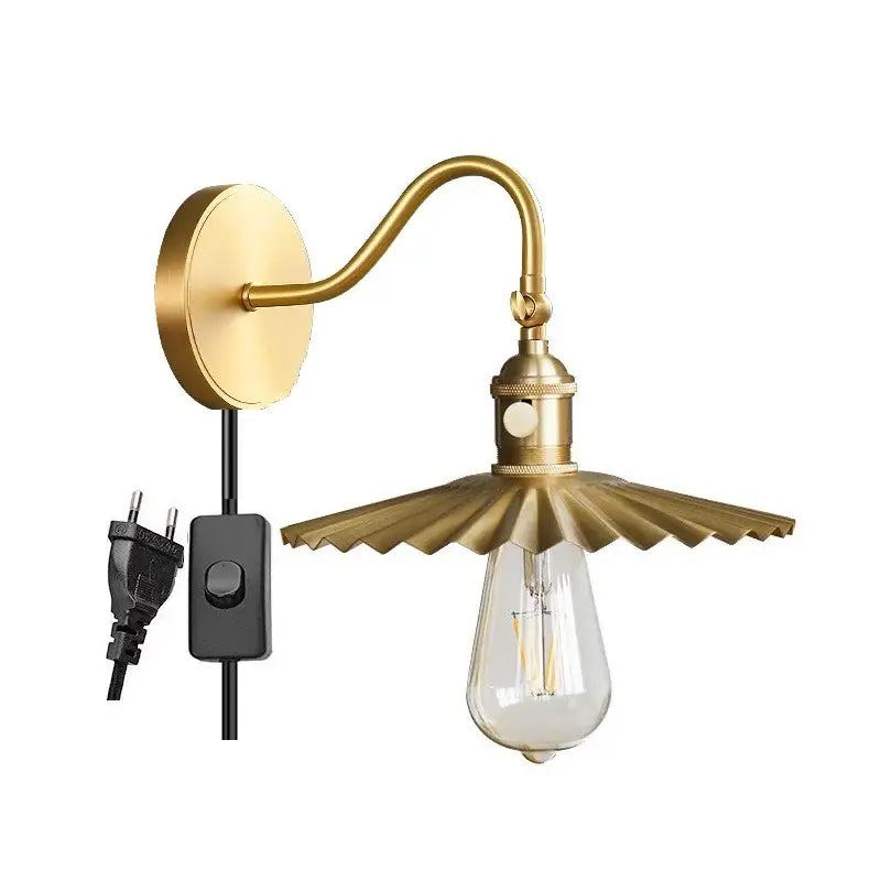 Modern fluted brass adjustable copper wall sconce bedroom light