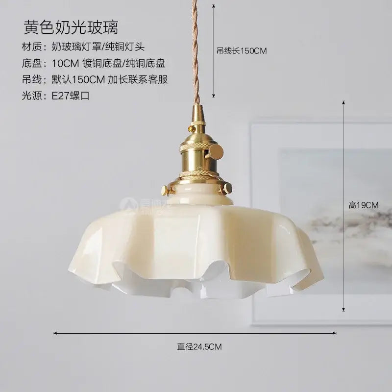 Modern fluted cream glass pendant lights for dining room