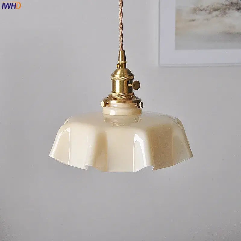 Modern fluted cream glass pendant lights for dining room