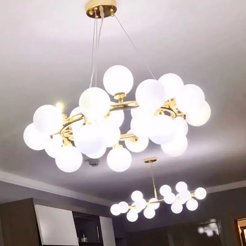 Modern frosted glass ball led chandelier dining room pendant light
