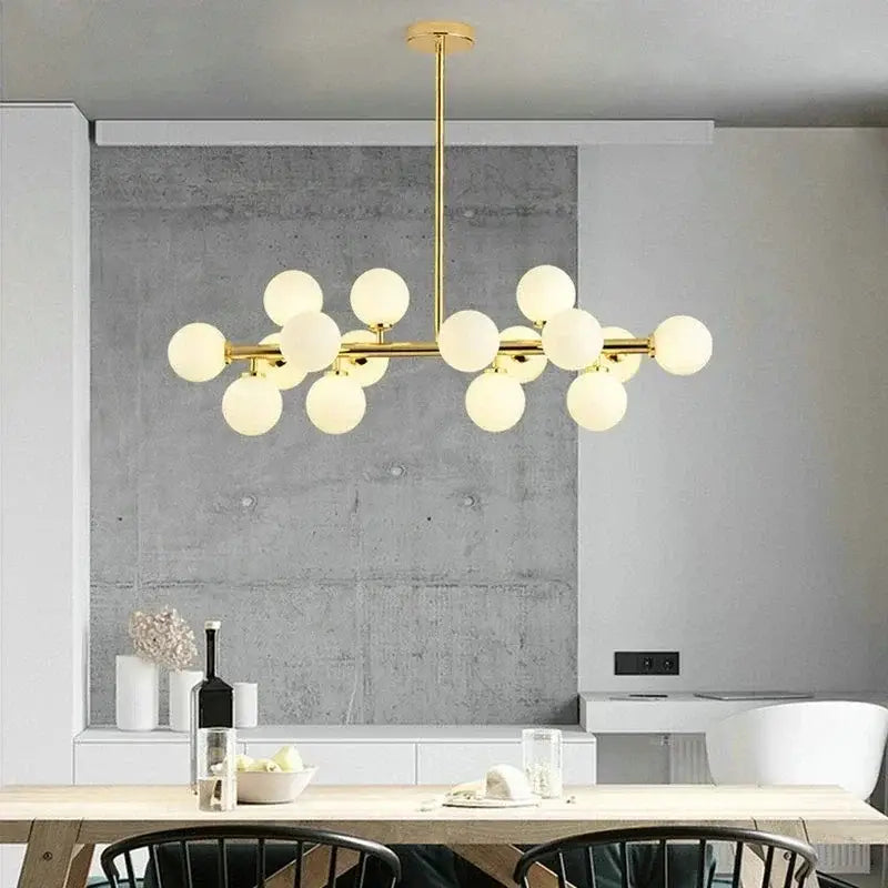 Modern frosted glass ball led chandelier dining room pendant light