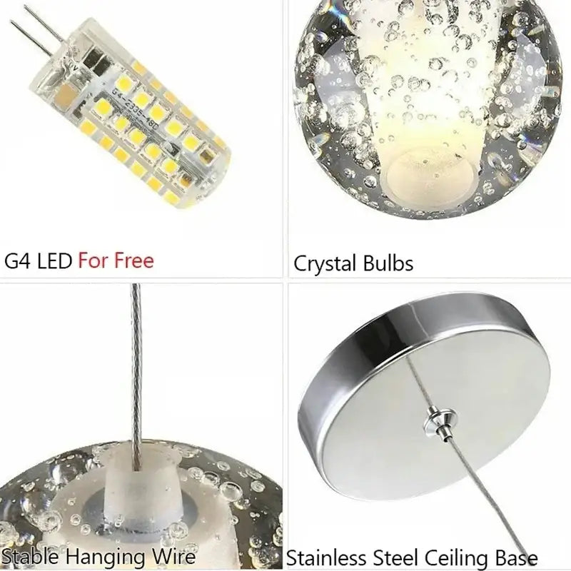 Modern frosted glass crystal ceiling chandelier staircase pendant light