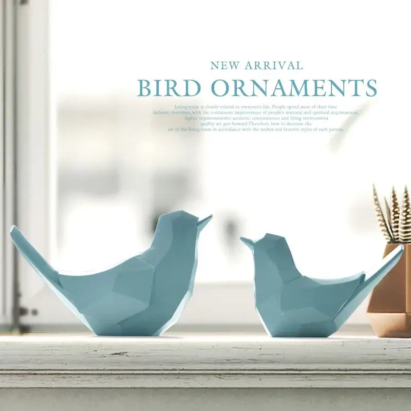 Modern geometric black couple birds resin figurines living room decor