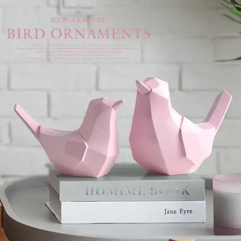 Modern geometric black couple birds resin figurines living room decor