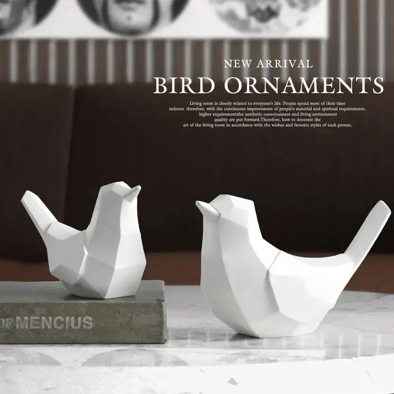 Modern geometric black couple birds resin figurines living room decor