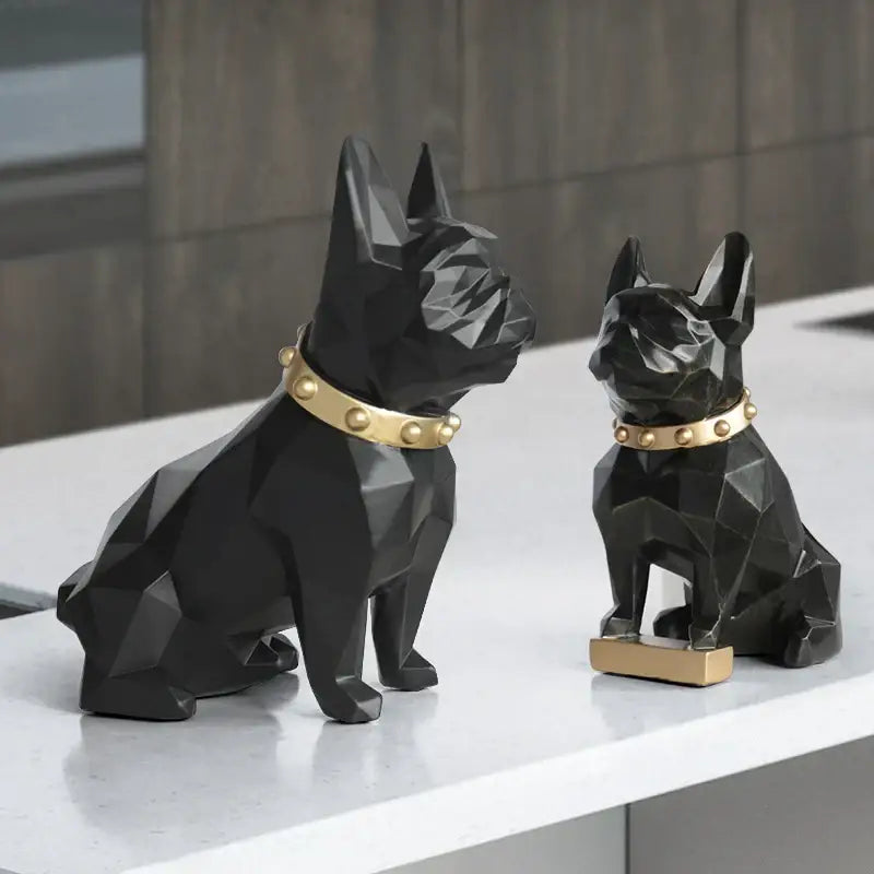 Modern geometric black decorbites dog statue living room sculpture