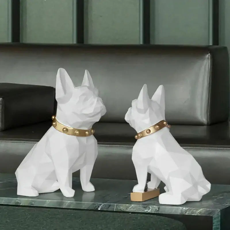 Modern geometric black decorbites dog statue living room sculpture