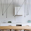Modern geometric black linear pendant lamp for bedroom
