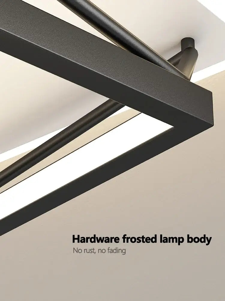 Modern geometric black metal led ceiling lamp for bedroom
