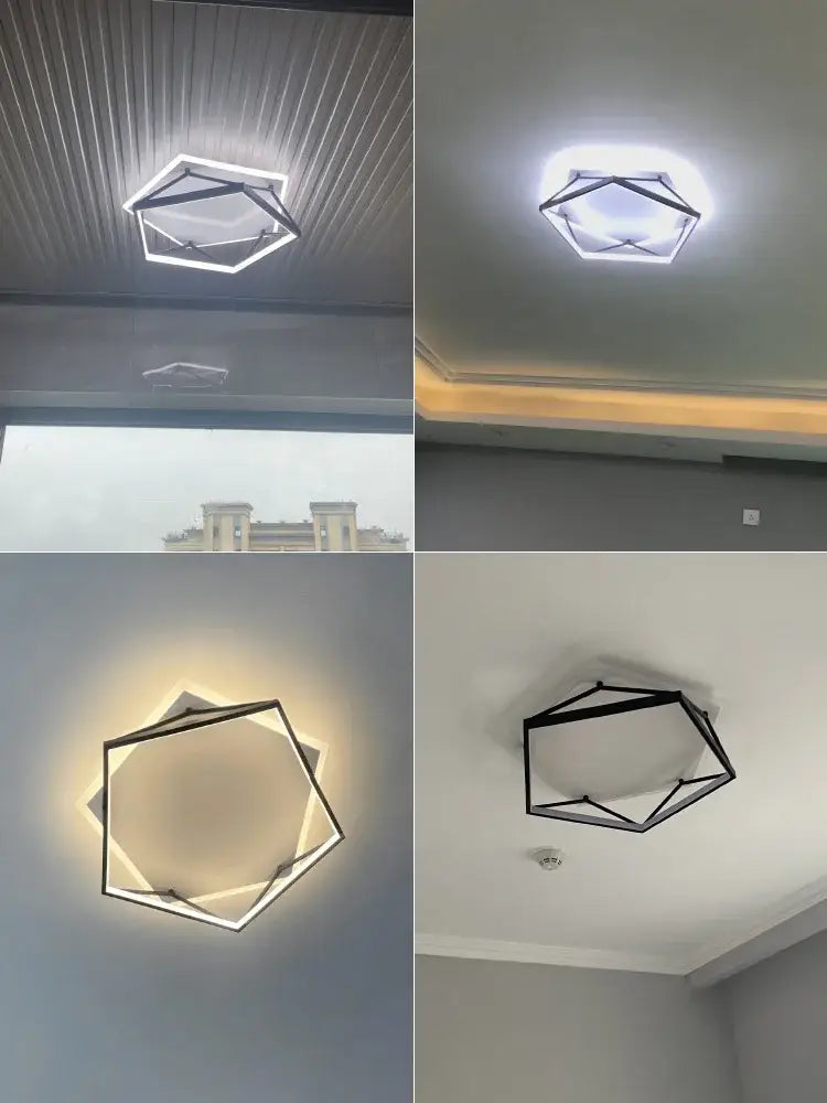 Modern geometric black metal led ceiling lamp for bedroom