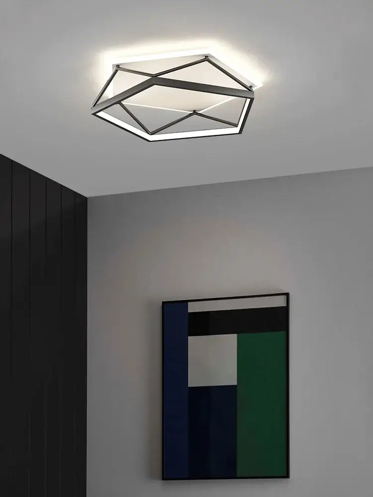Modern geometric black metal led ceiling lamp for bedroom