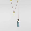 Modern geometric brass & black glass pendant light dining room