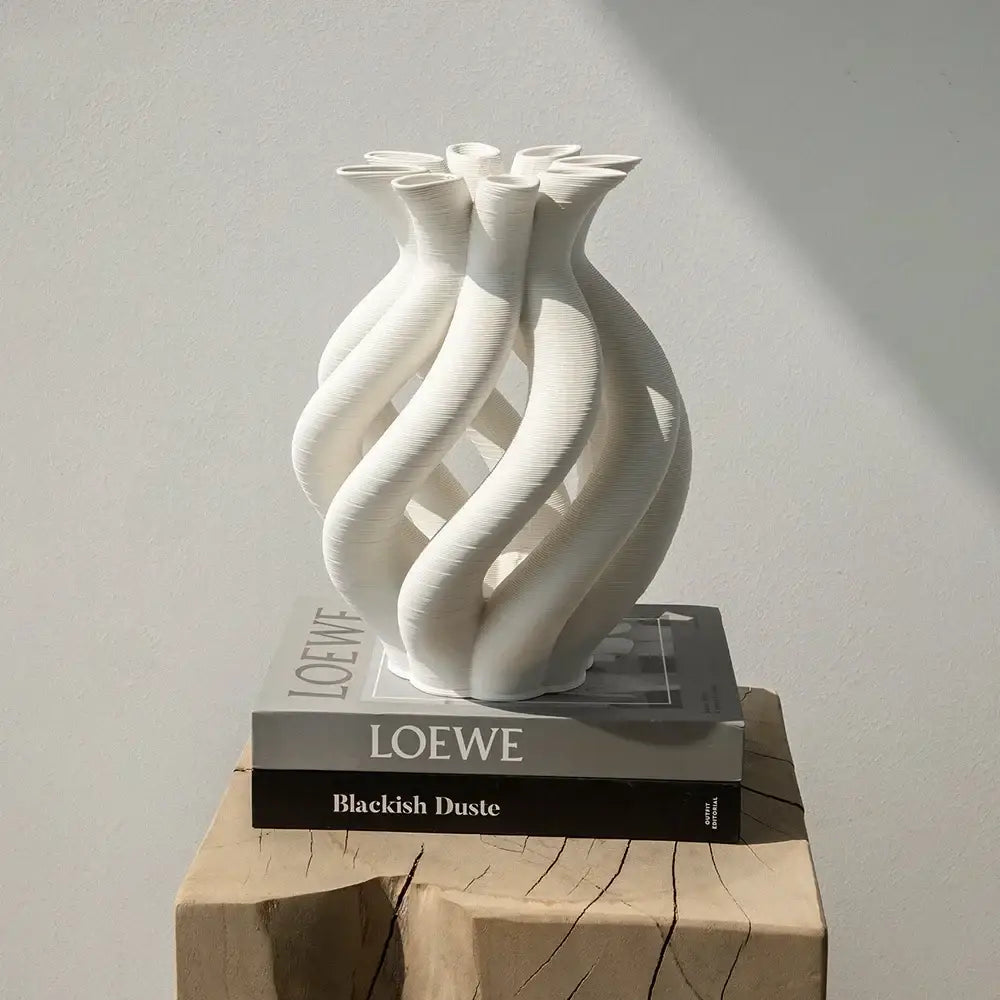 Modern geometric ceramic spiral vase set living room decor