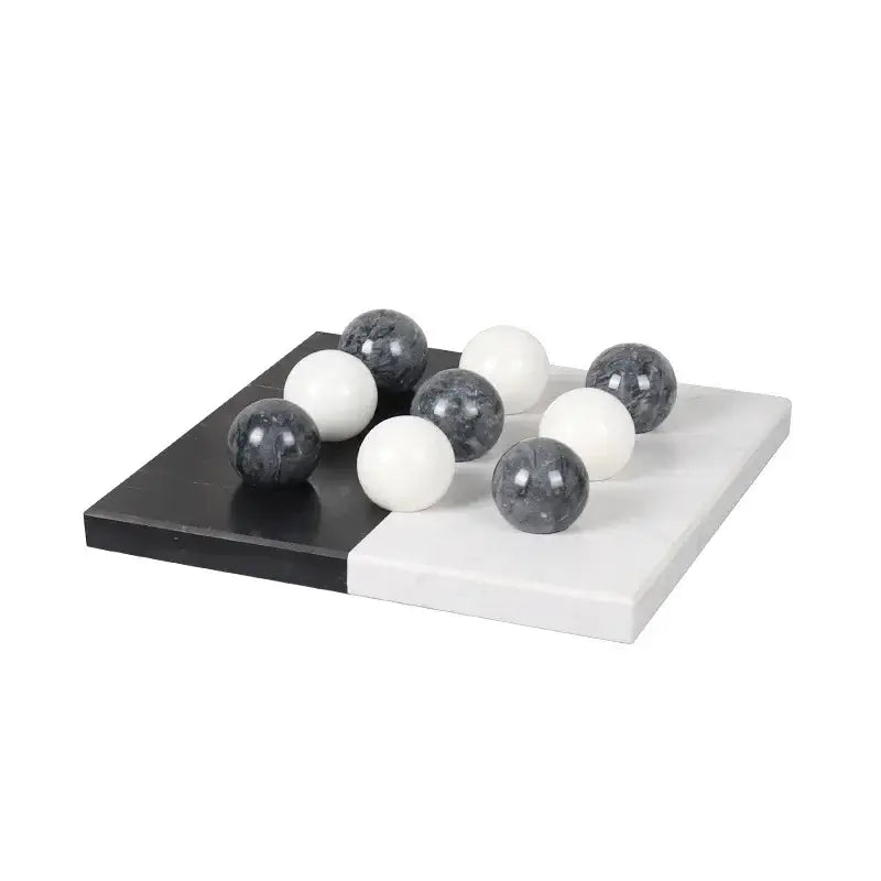 Modern geometric chess ornament set black & white living room decor