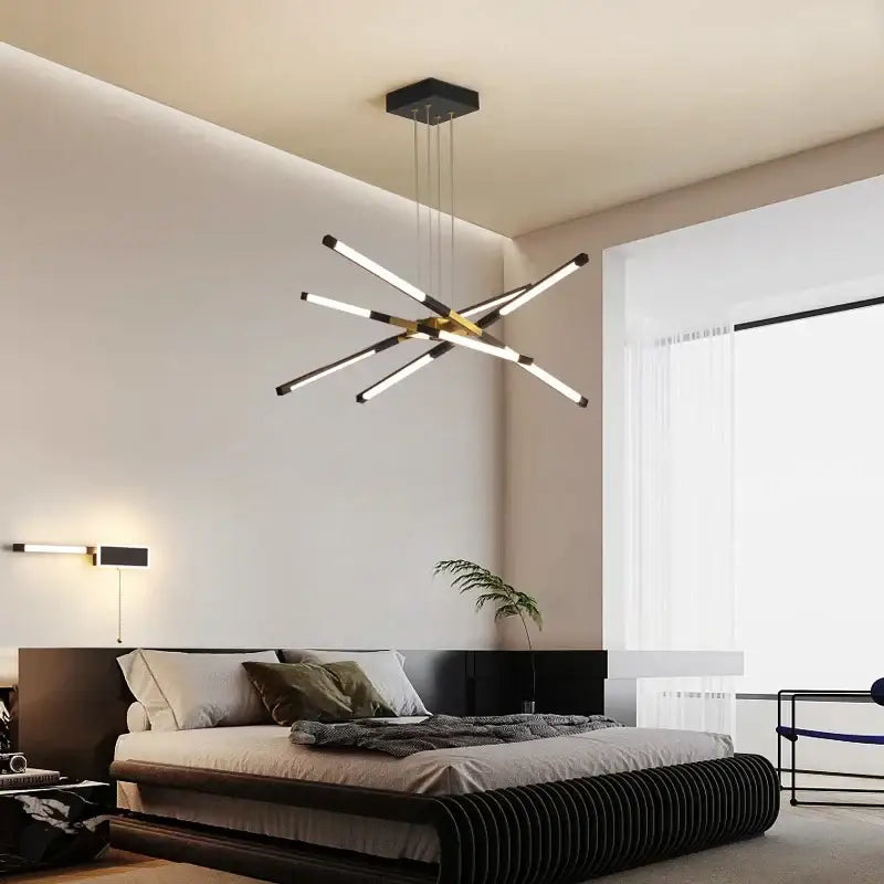 Modern geometric chrome & gold dimmable led ceiling light dining room