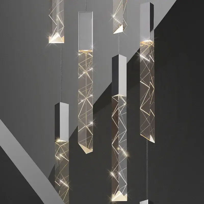 Modern geometric crystal glass led pendant light for living room
