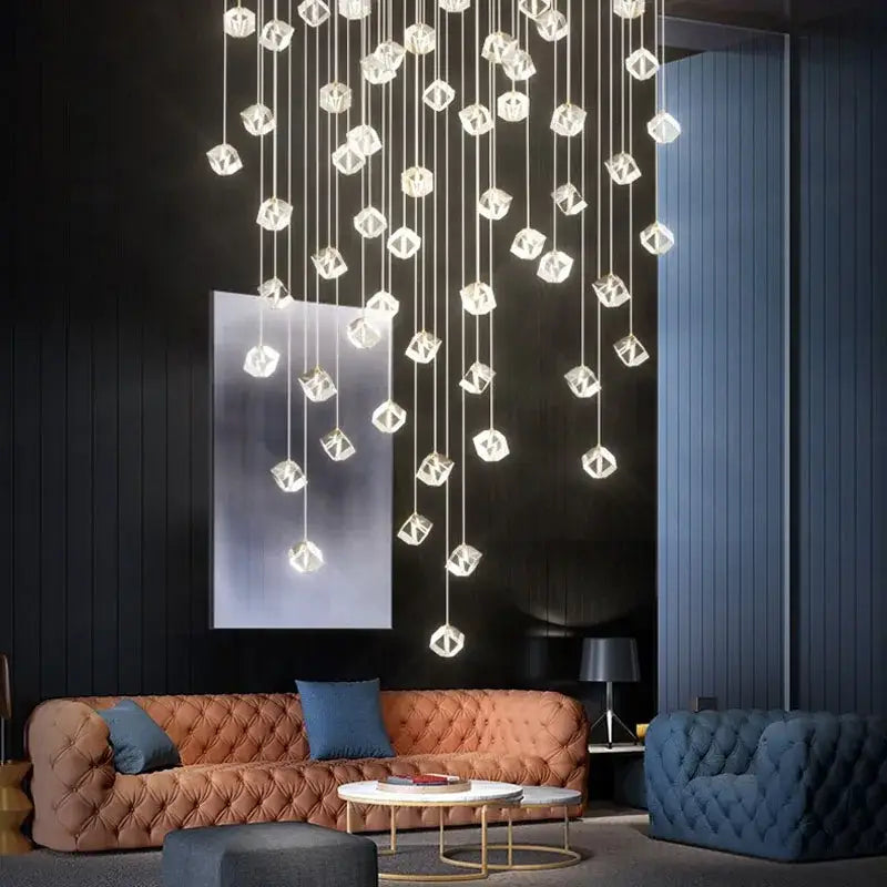 Modern geometric decorbites crystal led chandelier staircase light