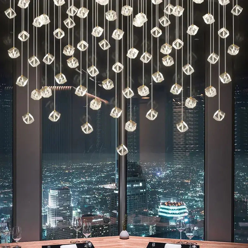 Modern geometric decorbites crystal led chandelier staircase light