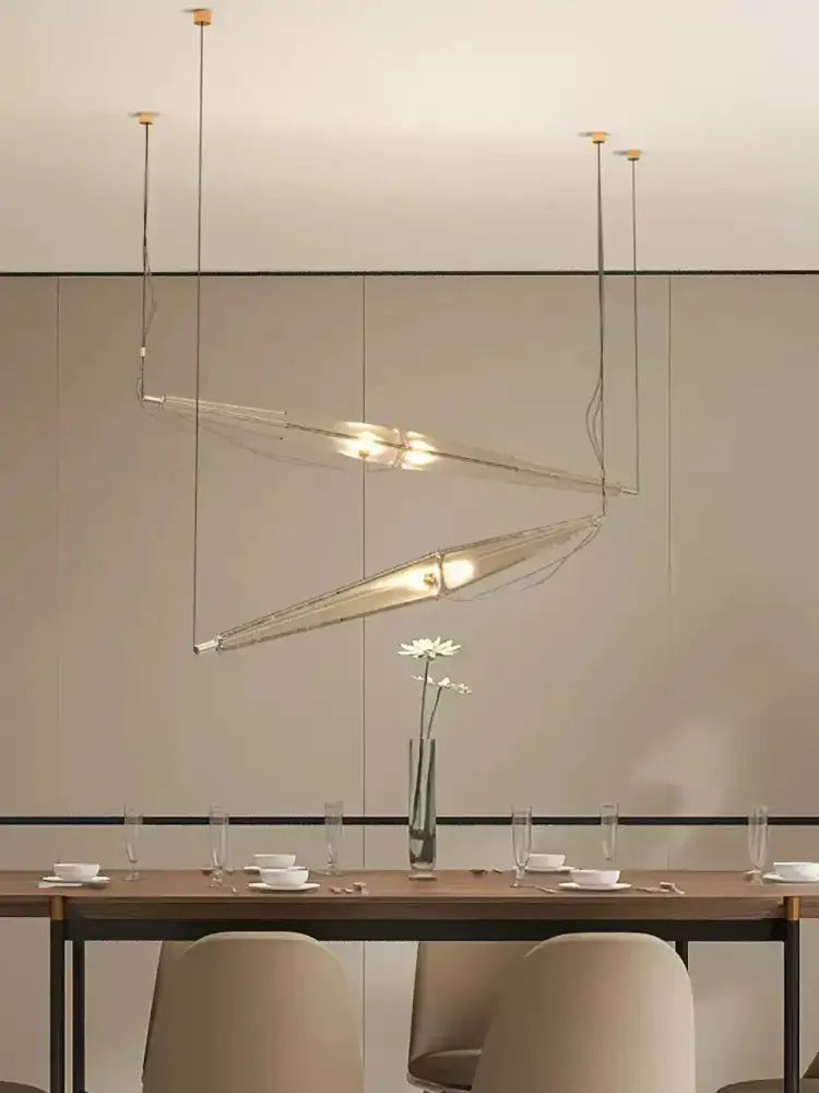 Modern geometric glass cone chandelier dining room pendant light