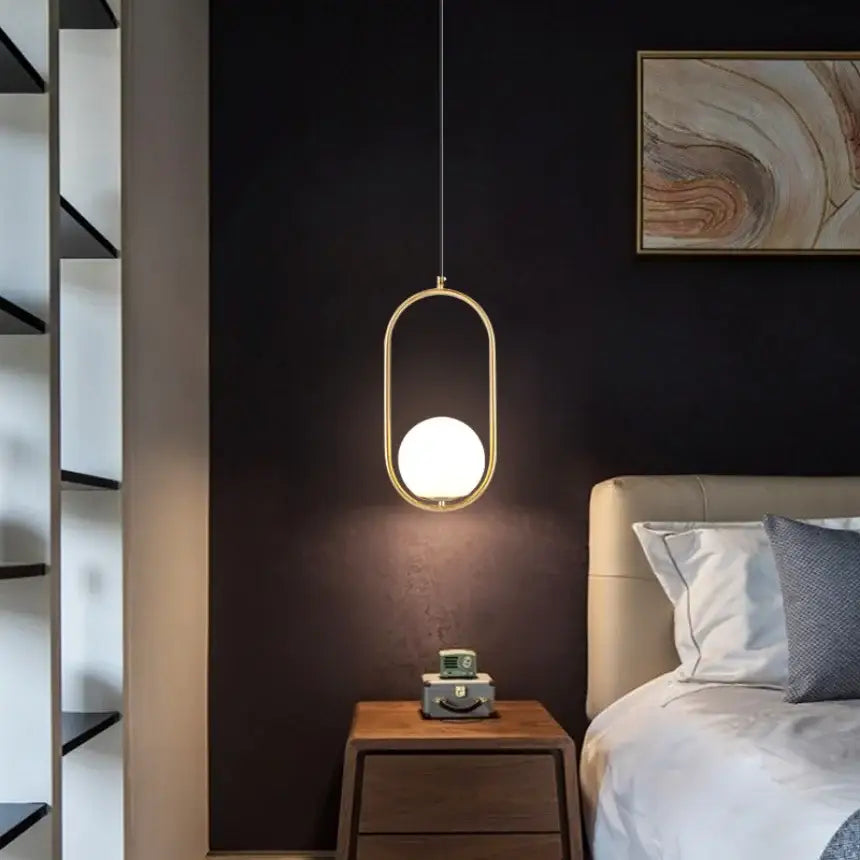 Modern geometric glass pendant lights for bedroom bedside