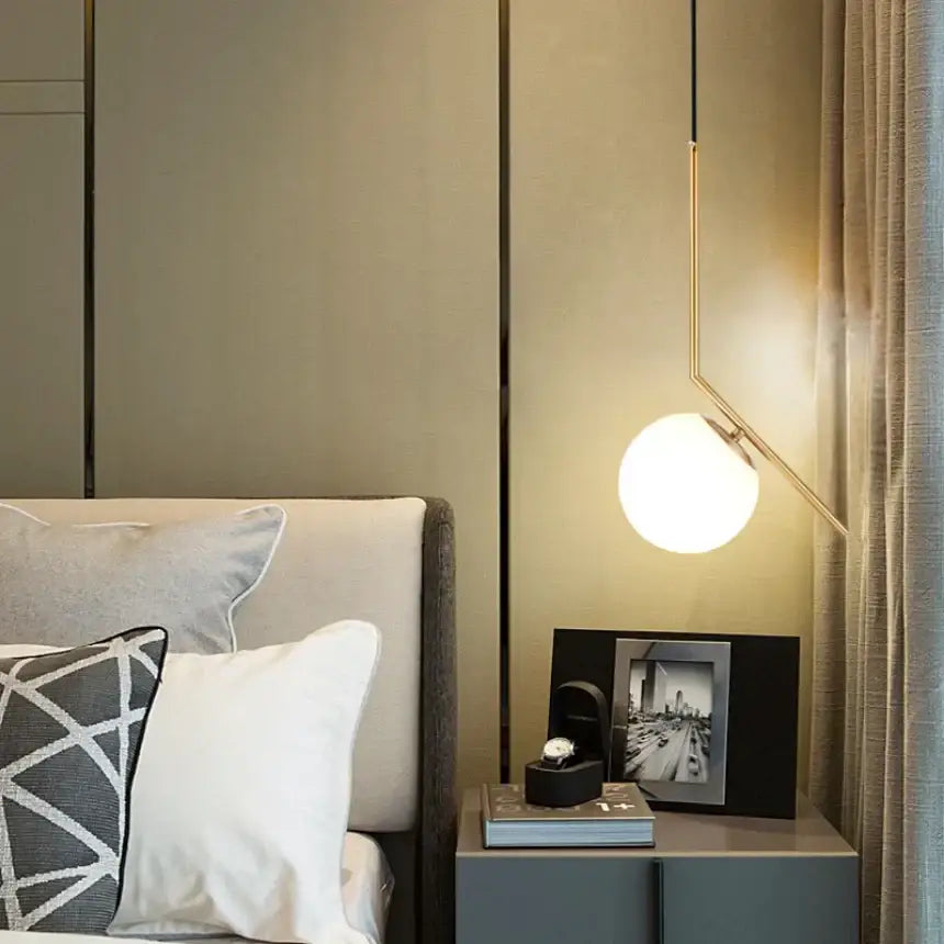 Modern geometric glass pendant lights for bedroom bedside