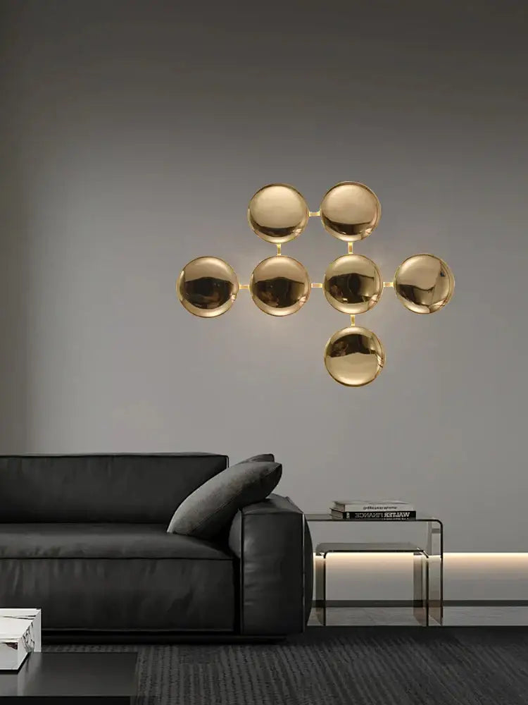 Modern geometric glossy gold led wall sconces living room art decor