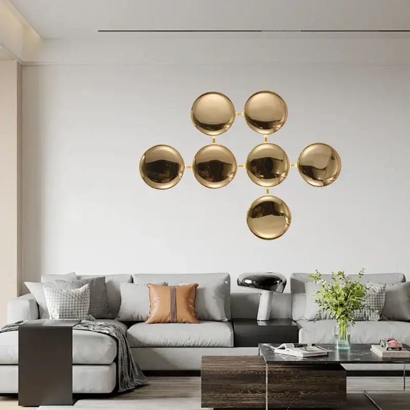 Modern geometric glossy gold led wall sconces living room art decor