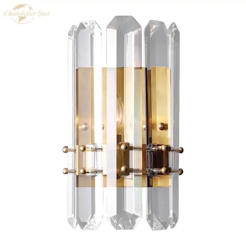 Modern geometric gold crystal wall sconce – living room nordic wall light