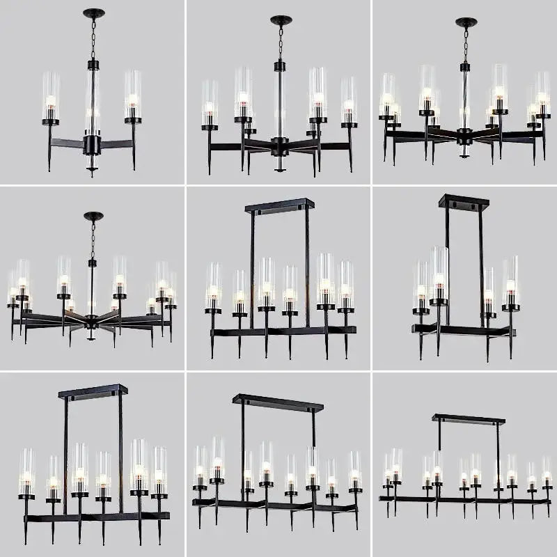 Modern geometric gold metal glass pendant light dining room