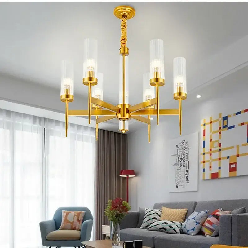 Modern geometric gold metal glass pendant light dining room