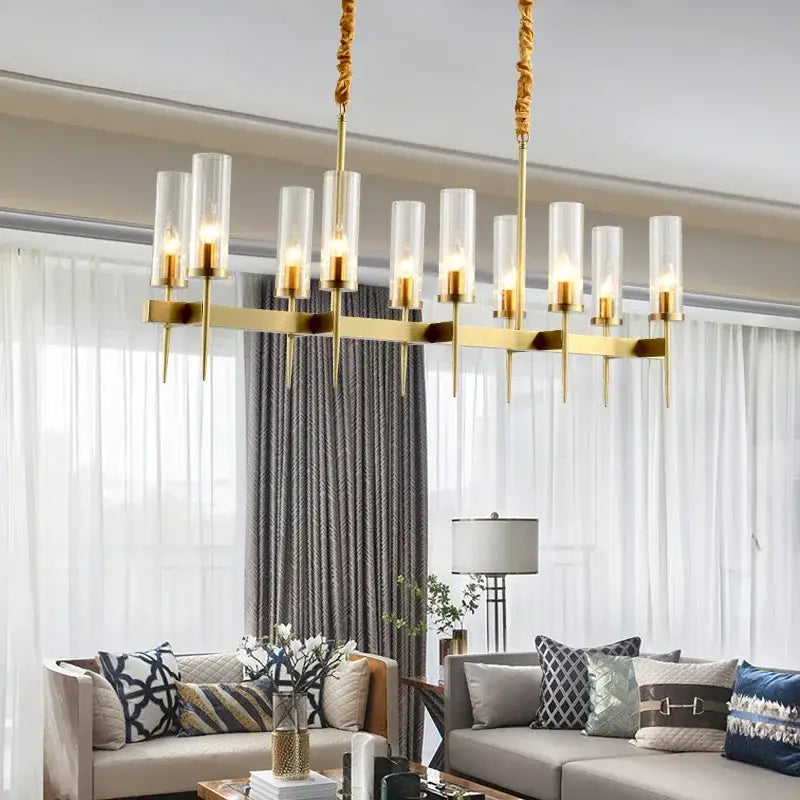 Modern geometric gold metal glass pendant light dining room