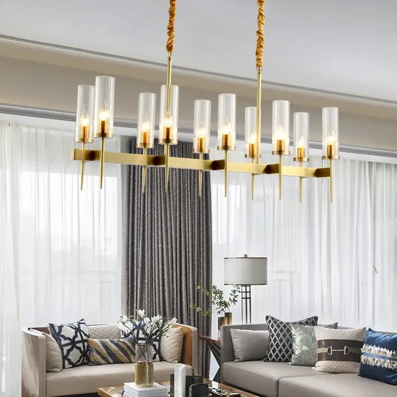 Modern geometric gold metal glass pendant light dining room