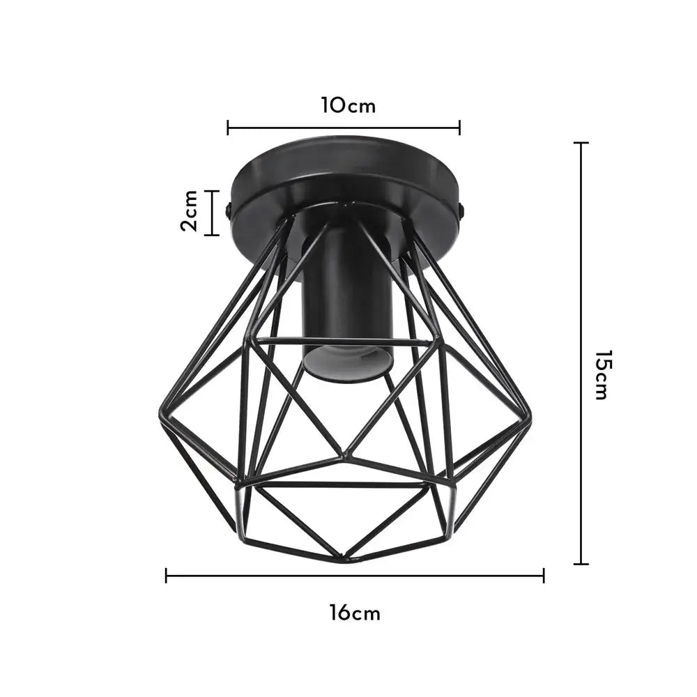 Modern geometric iron frame cage ceiling light for aisle and loft