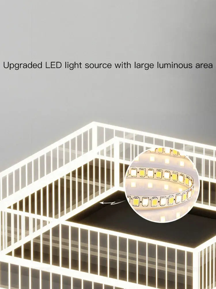 Modern geometric led black chandelier acrylic ceiling lamp living room