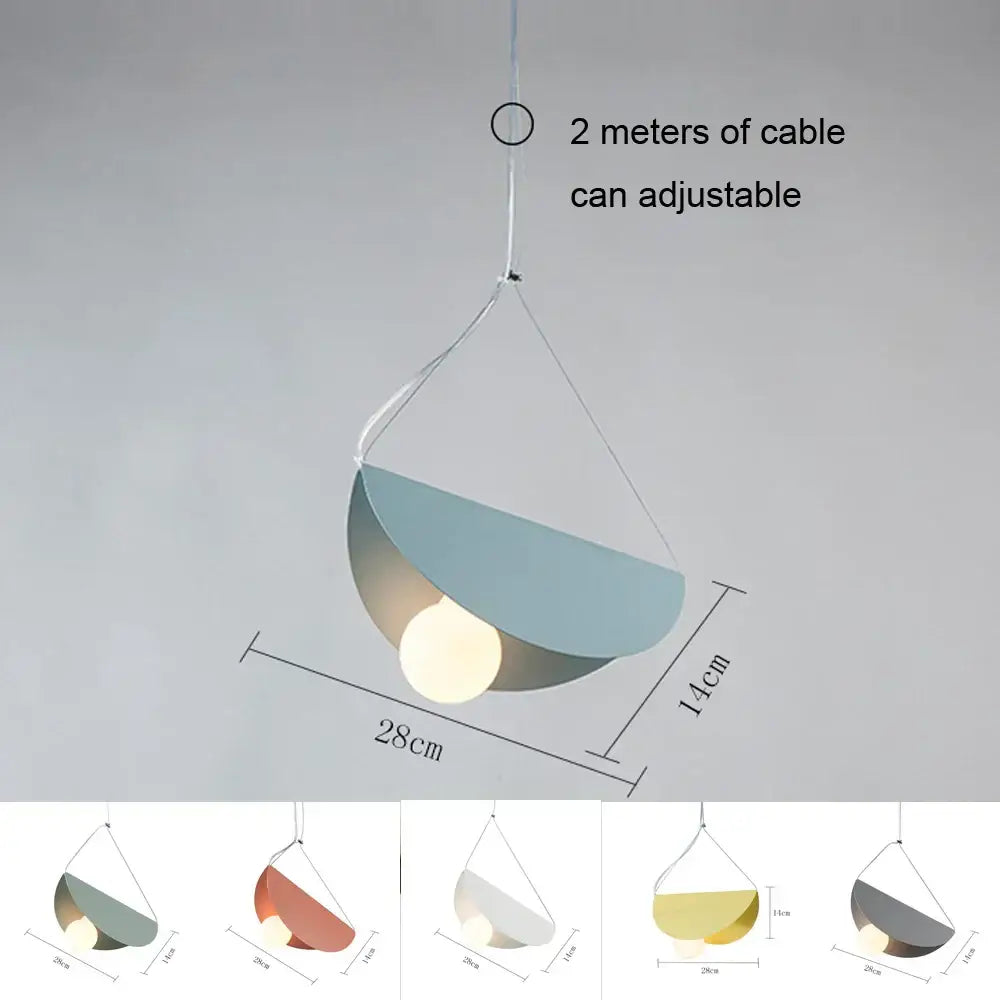 Modern geometric led pendant light for dining room orange & gray
