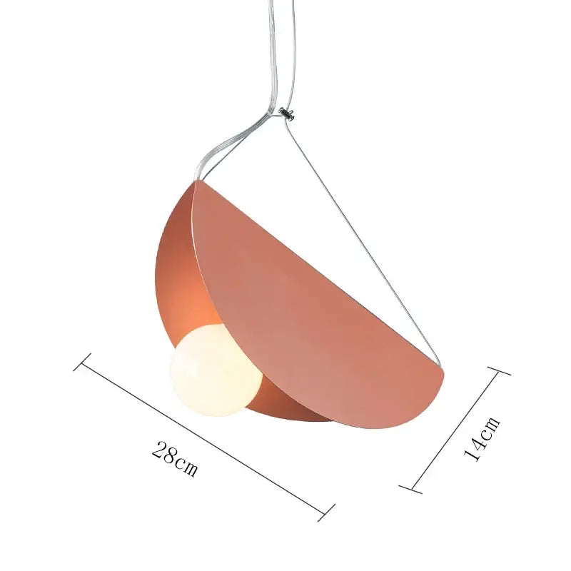 Modern geometric led pendant light for dining room orange & gray
